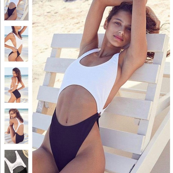 Zaful Other - ZAFUL COLOR BLOCK CUTOUT HIGH LEG RIBBED SUIT - L